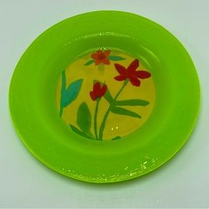 Dibbern Germany Hand Painted Glass Plate with Floral